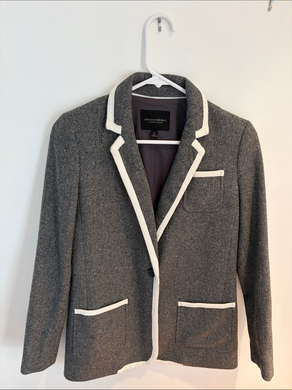 Banana Republic Gray wool hacking jacket White Trim